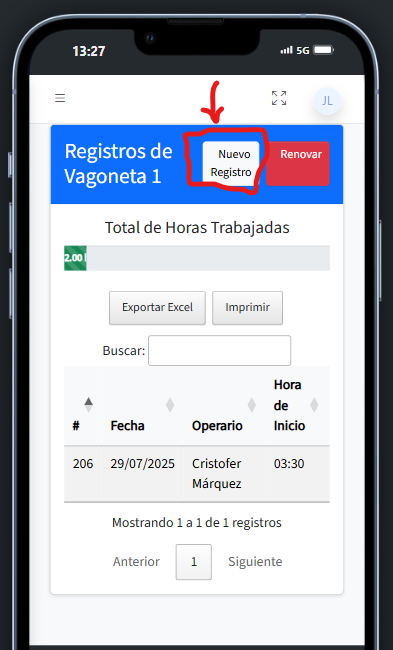 Botón nuevo registro