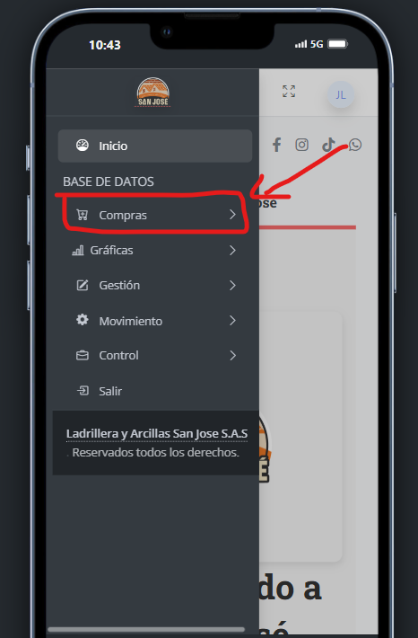 Selección de módulo compras