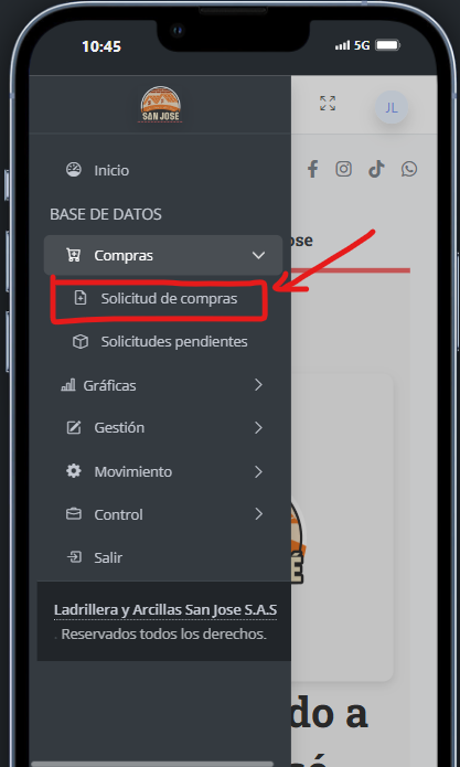 Selección solicitud de compras