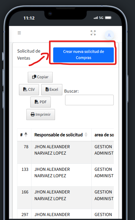 Botón nueva solicitud