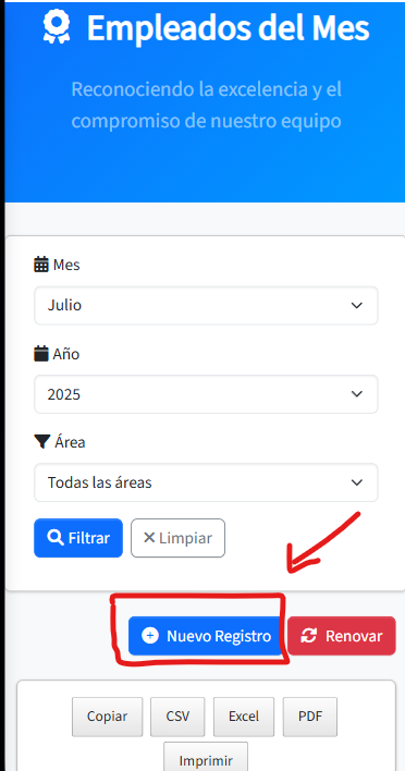 Botón Nuevo Registro
