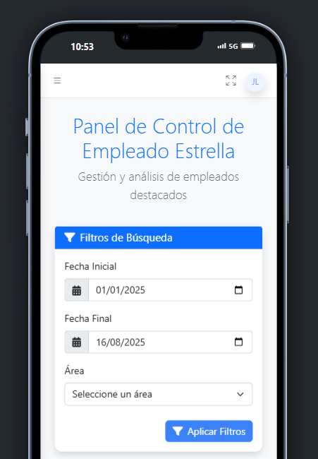 Filtros de fecha y área